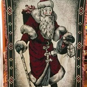 Christmas Santa Blanket Throw Victorian St Nick